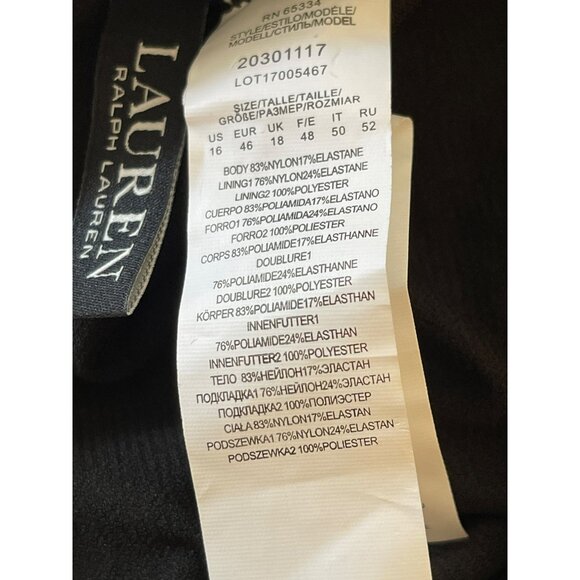 Ralph Lauren Sz 16 Black One Piece Swimsuit Bathing Suit Swimwear NWT - Picture 8 of 8